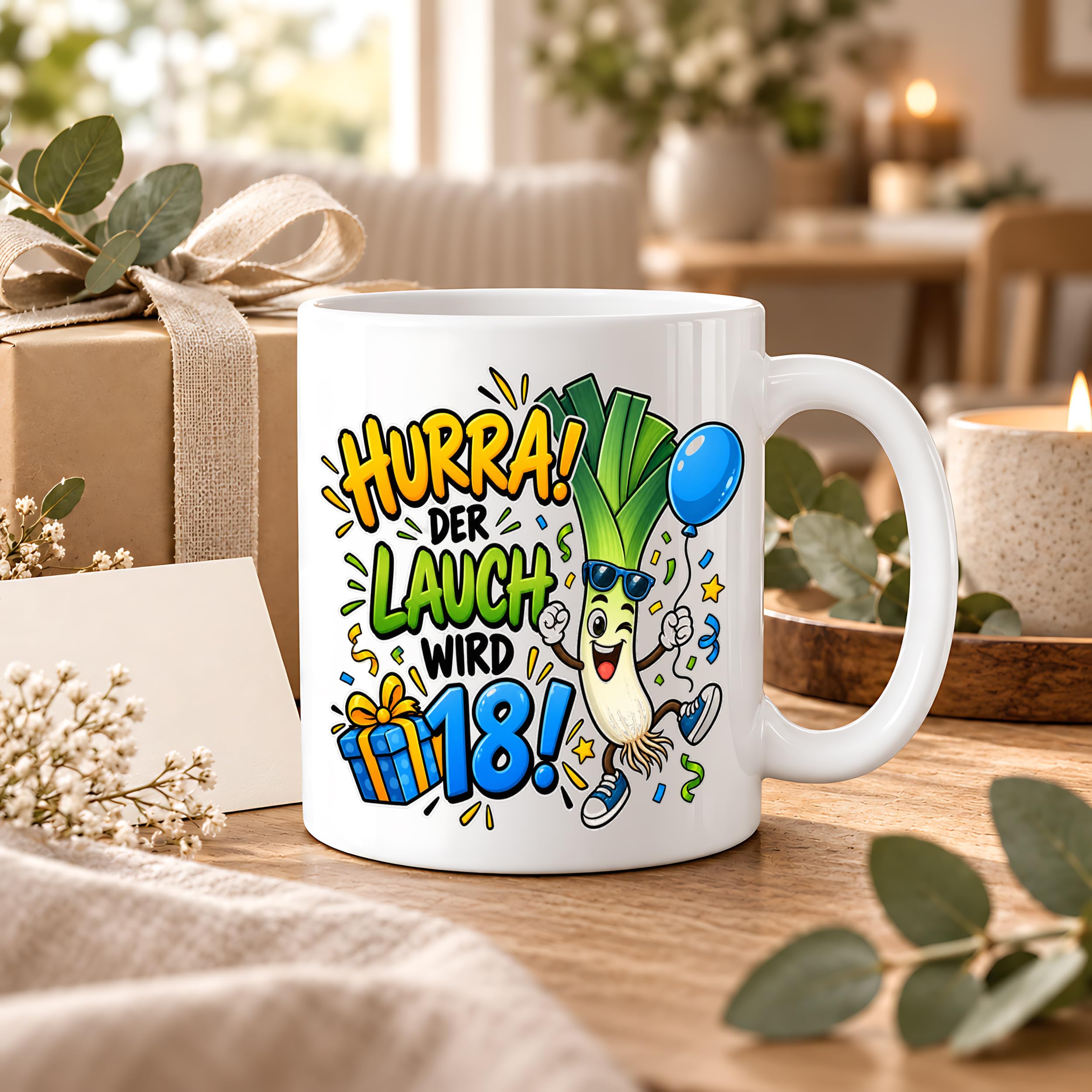 Herzbotschaft 18. Geburtstag Tasse Geburtstagsgeschenk für jungen Mann