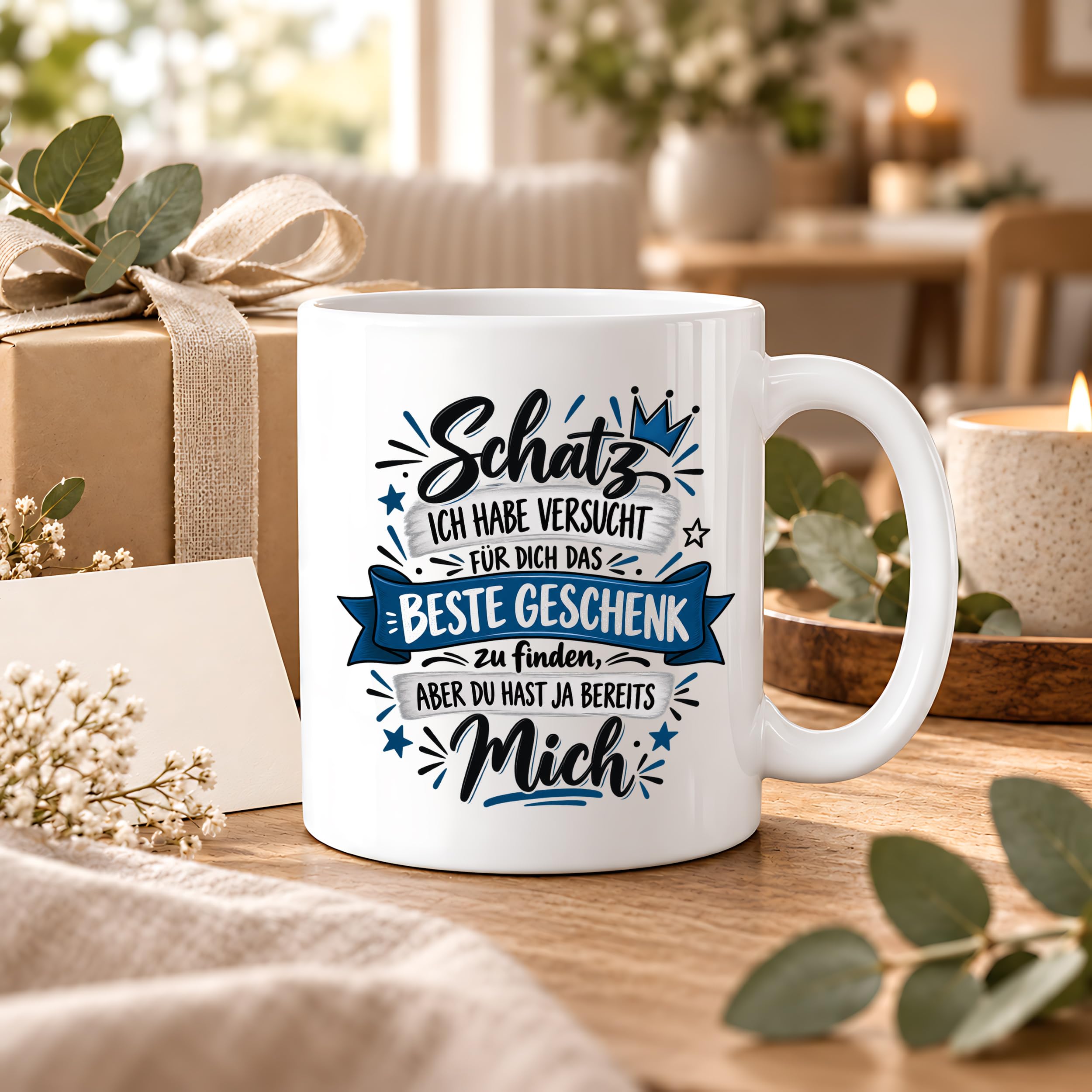 Herzbotschaft Tasse Geschenk Schatz Kaffeetasse für Freund Ehemann Teetasse