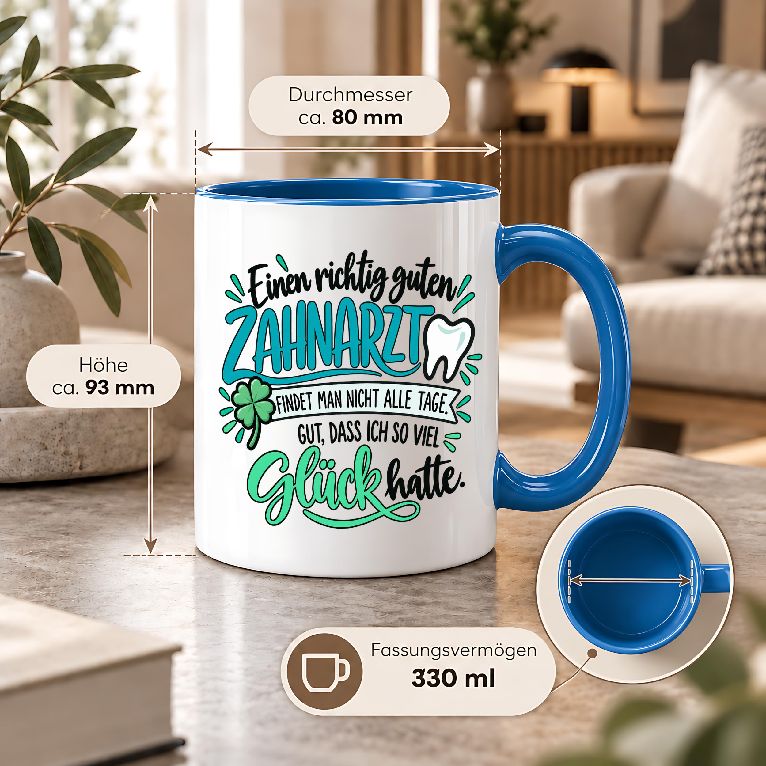 Herzbotschaft Zahnarzt Tasse - Danke Geschenk Kaffeetasse Zahnarztpraxis
