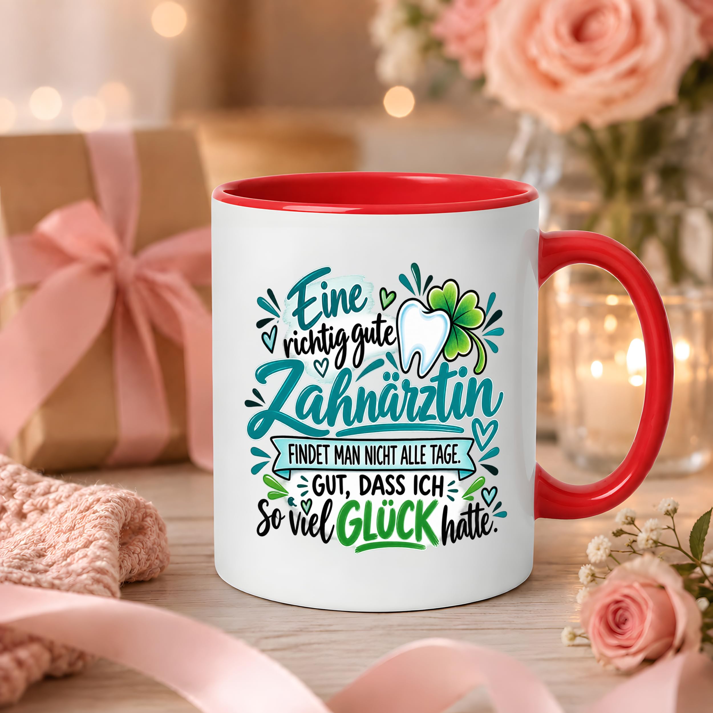 Herzbotschaft Zahnärztin Tasse Danke Kaffeetasse Geschenk in Zahnarztpraxis