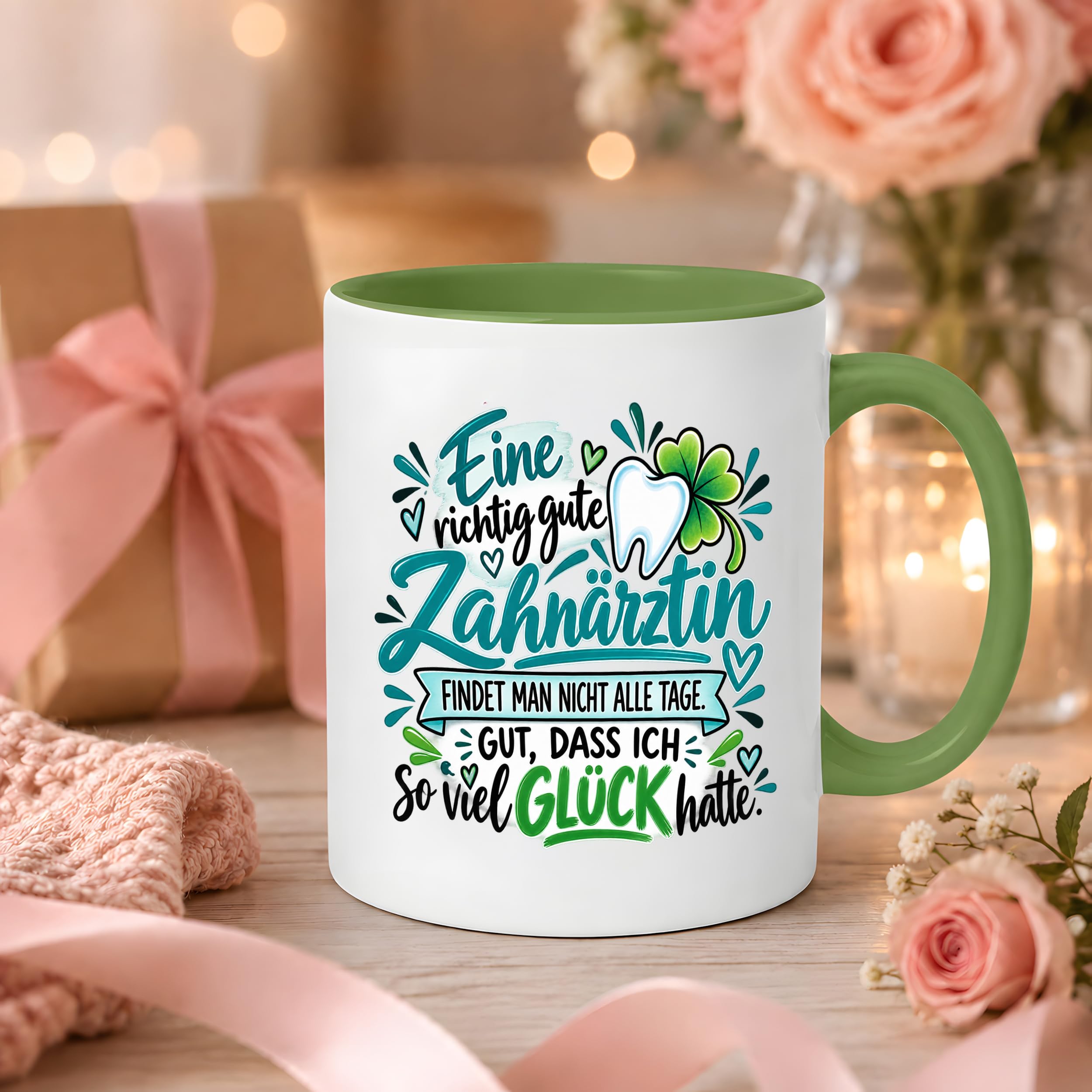Herzbotschaft Zahnärztin Tasse Danke Kaffeetasse Geschenk in Zahnarztpraxis
