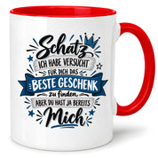 Herzbotschaft Tasse Geschenk Schatz Kaffeetasse für Freund Ehemann Teetasse