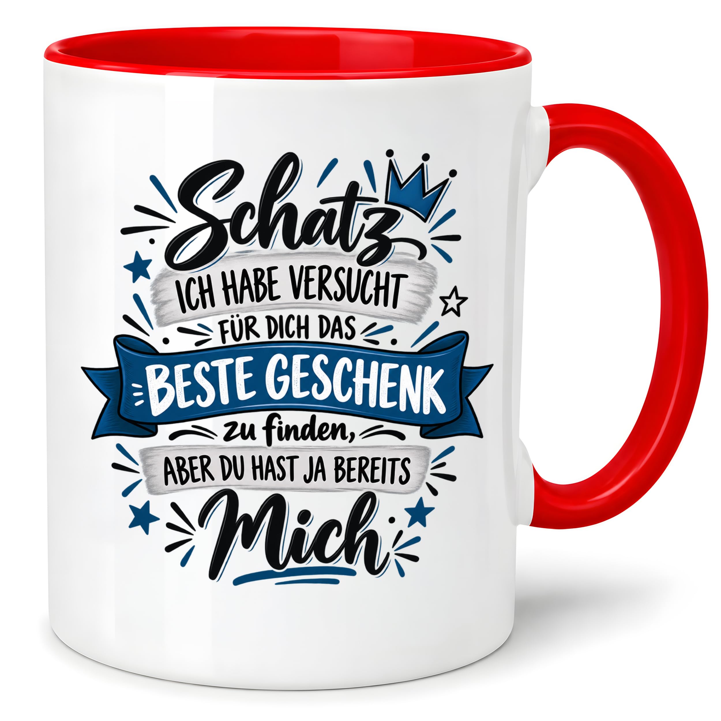 Herzbotschaft Tasse Geschenk Schatz Kaffeetasse für Freund Ehemann Teetasse