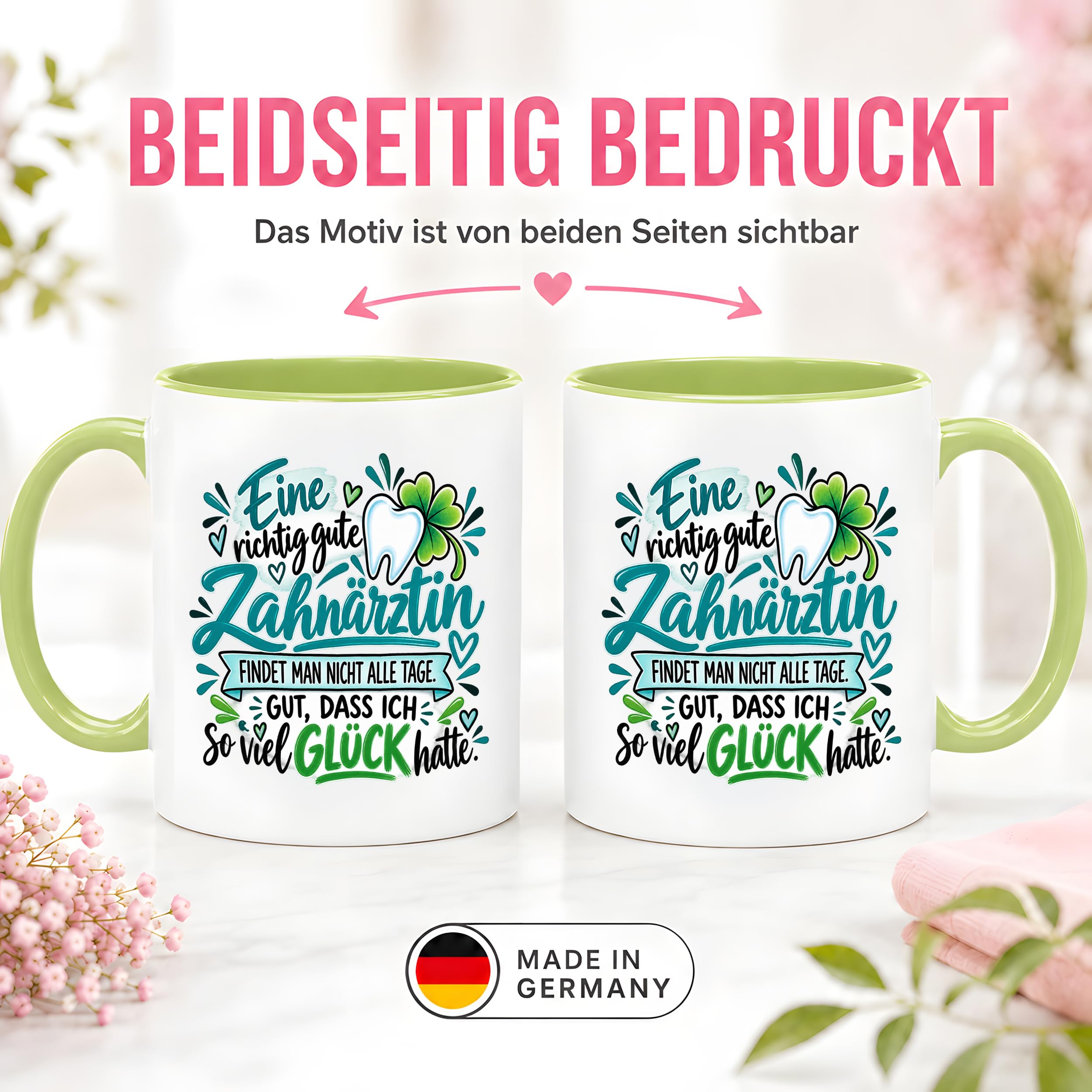 Herzbotschaft Zahnärztin Tasse Danke Kaffeetasse Geschenk in Zahnarztpraxis