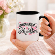 Herzbotschaft Tasse für beste Freundin Kaffeetasse Unbiologische Schwester