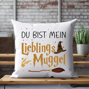 Kissen mit romantischem Spruch | Du bist mein Lieblings Muggel | Dekokissen mit Füllung | 40x40cm