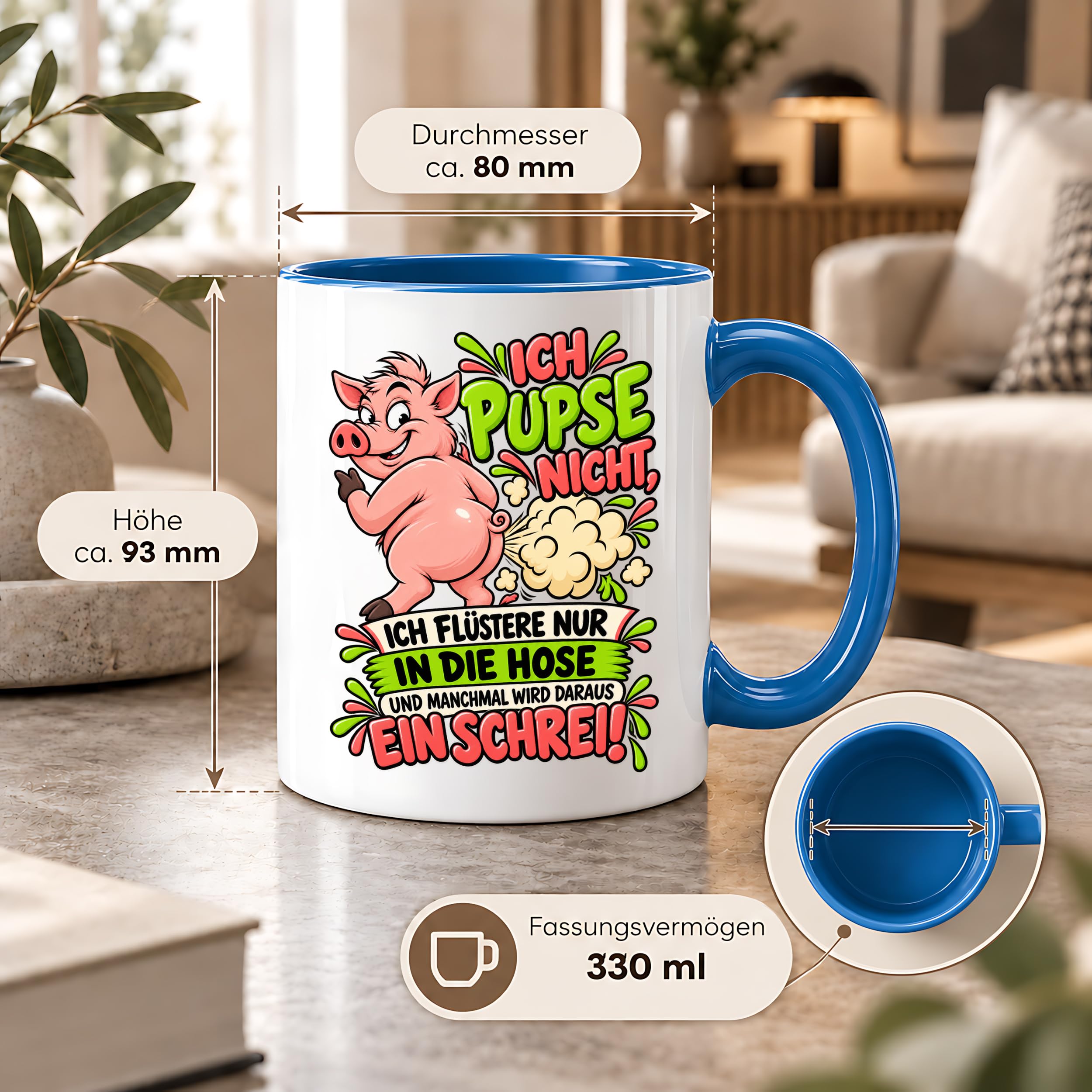 Herzbotschaft Tasse Ich pupse nicht Lustige Spruch Kaffeetasse Geschenk