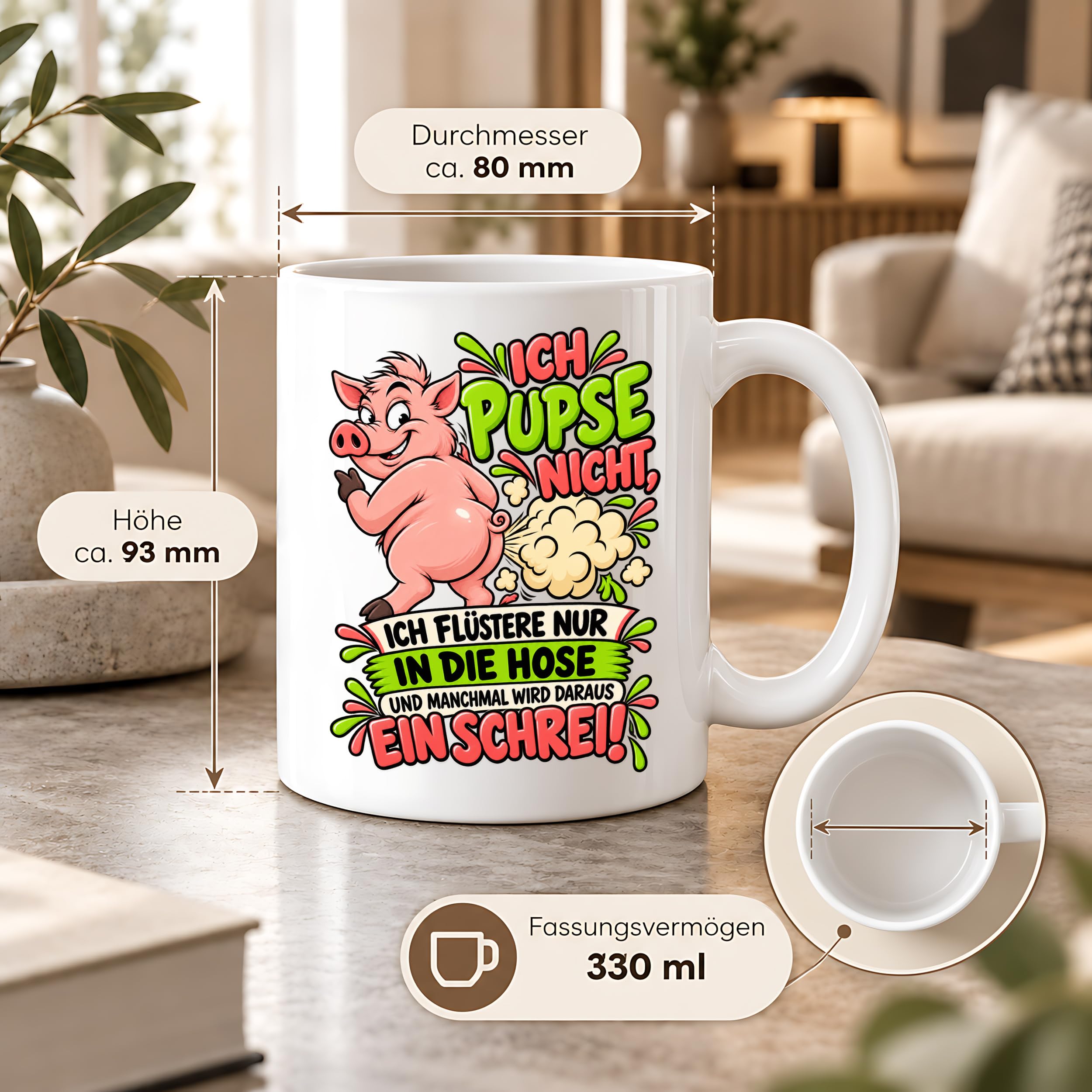 Herzbotschaft Tasse Ich pupse nicht Lustige Spruch Kaffeetasse Geschenk