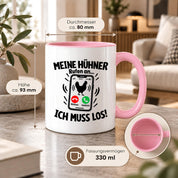 Herzbotschaft Kaffeetasse Meine Hühner rufen an ich muss los Tasse Geschenk