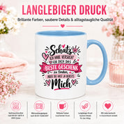 Herzbotschaft Tasse Schatz mit Spruch Das perfekte Geschenk Partner