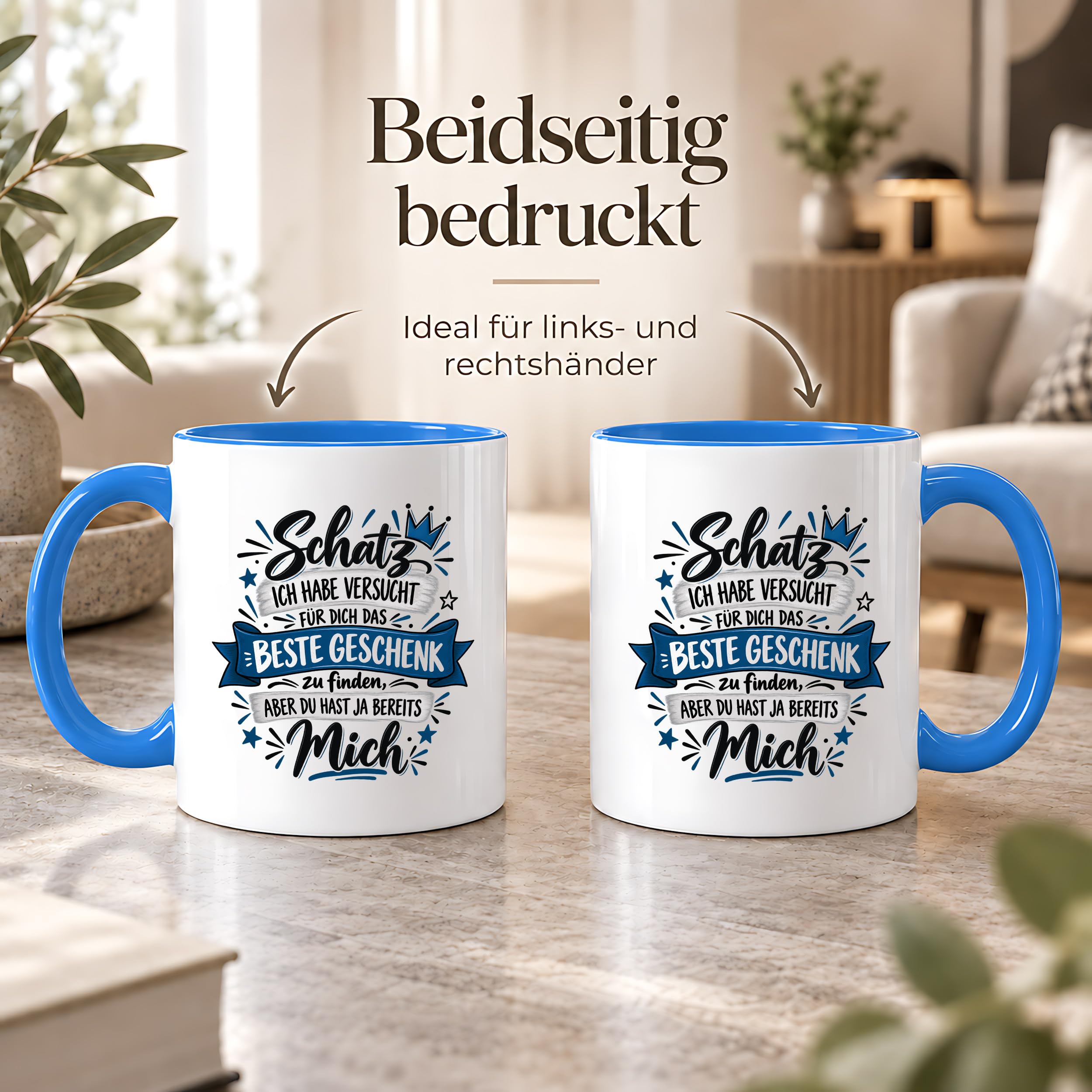 Herzbotschaft Tasse Geschenk Schatz Kaffeetasse für Freund Ehemann Teetasse