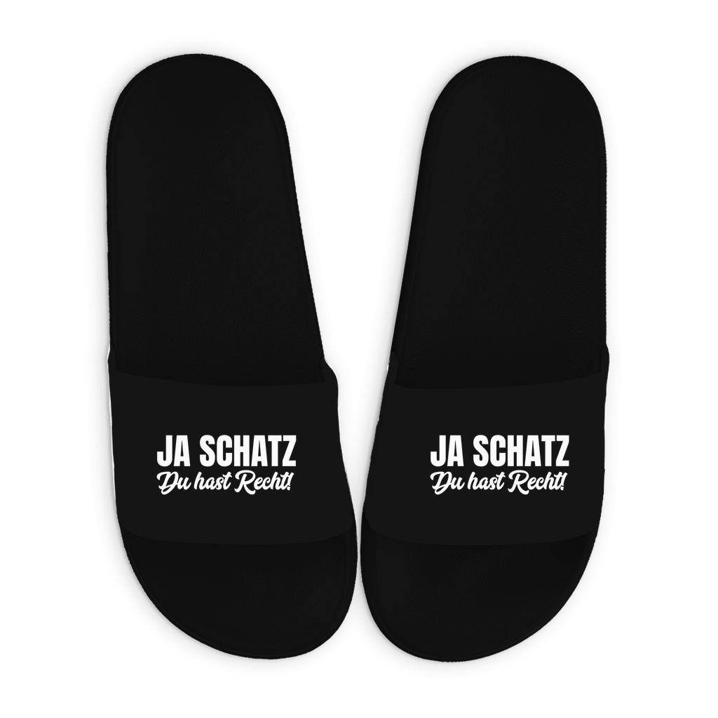 Badelatschen mit Motiv | Ja Schatz | lustige Badesandalen in vielen Größen und Farben