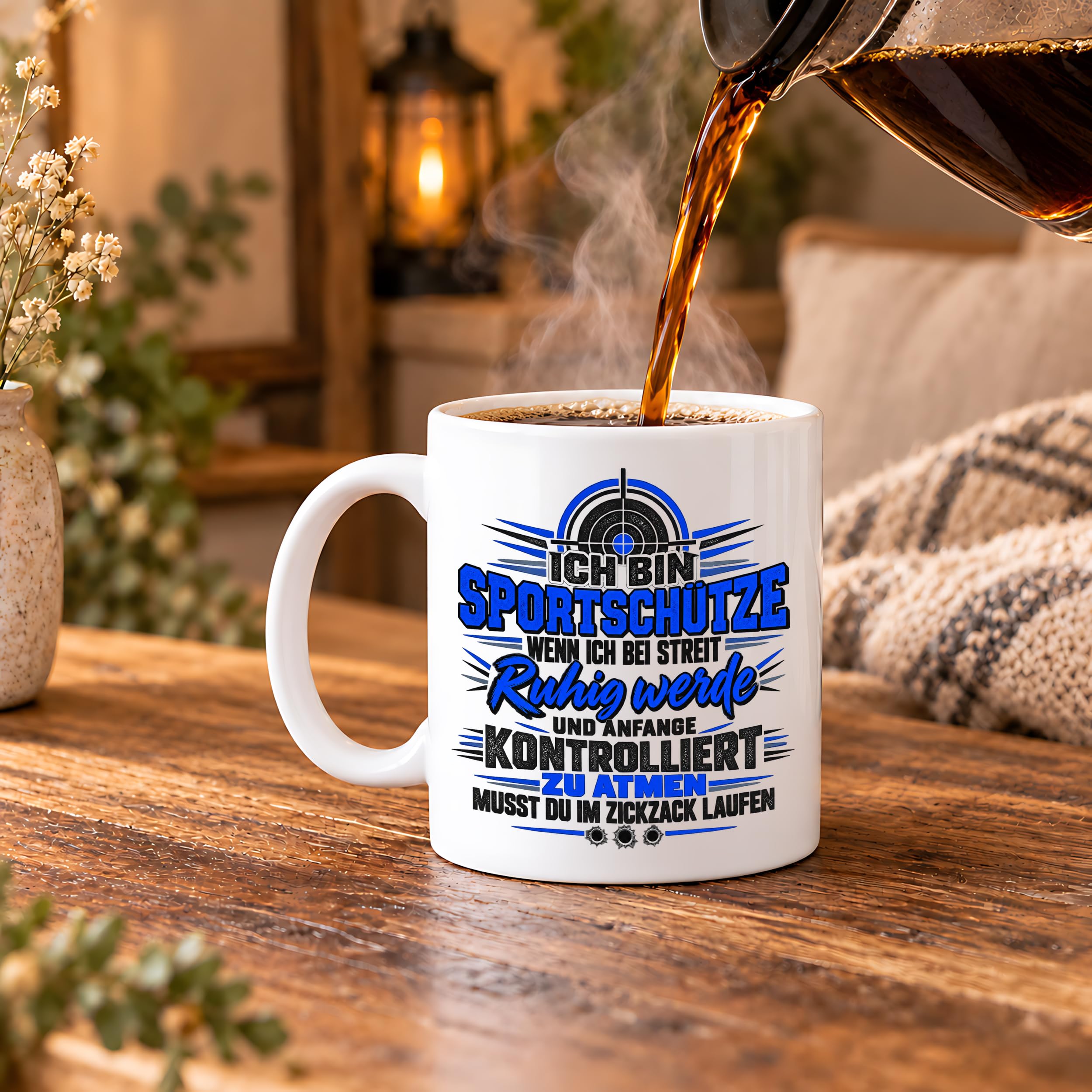 Herzbotschaft Sportschütze Tasse Geschenk für Schützenverein Kaffeetasse