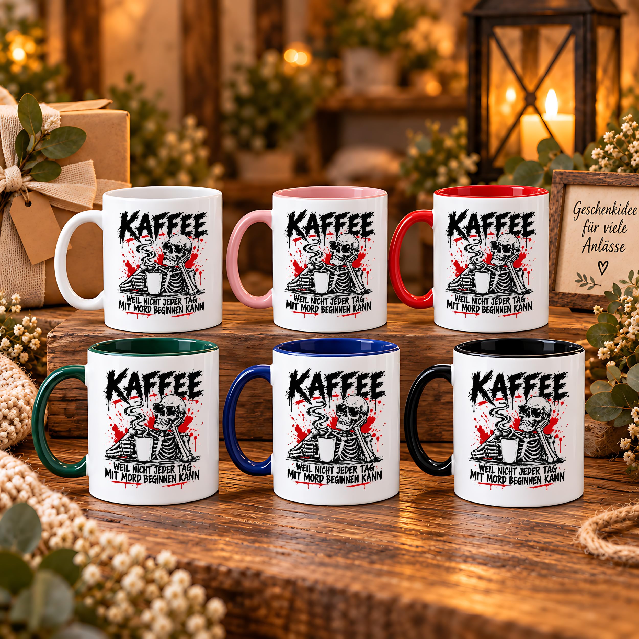 Herzbotschaft Tasse Weil nicht jeder Tag mit Mord beginnen kann Kaffeetasse