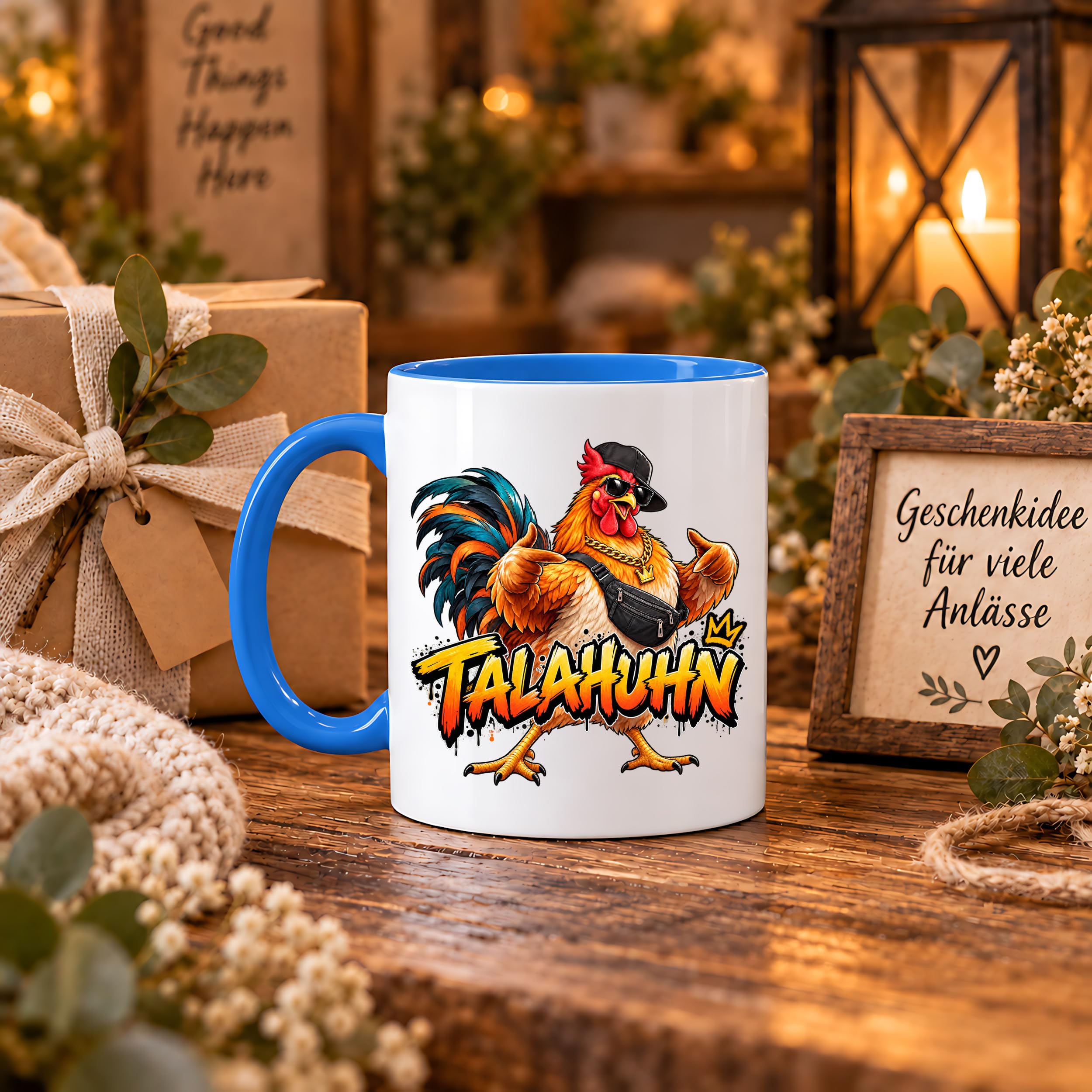 Herzbotschaft Tasse Talahuhn Hahn Lustige Kaffeetasse Tala Huhn Talahon