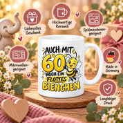 Herzbotschaft Tasse 60. Geburtstag Flottes Bienchen Geschenk für Frau