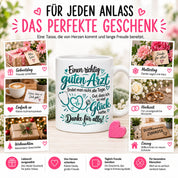 Herzbotschaft Tasse Danke Arzt Geschenk Kaffeetasse für Mediziner Praxis