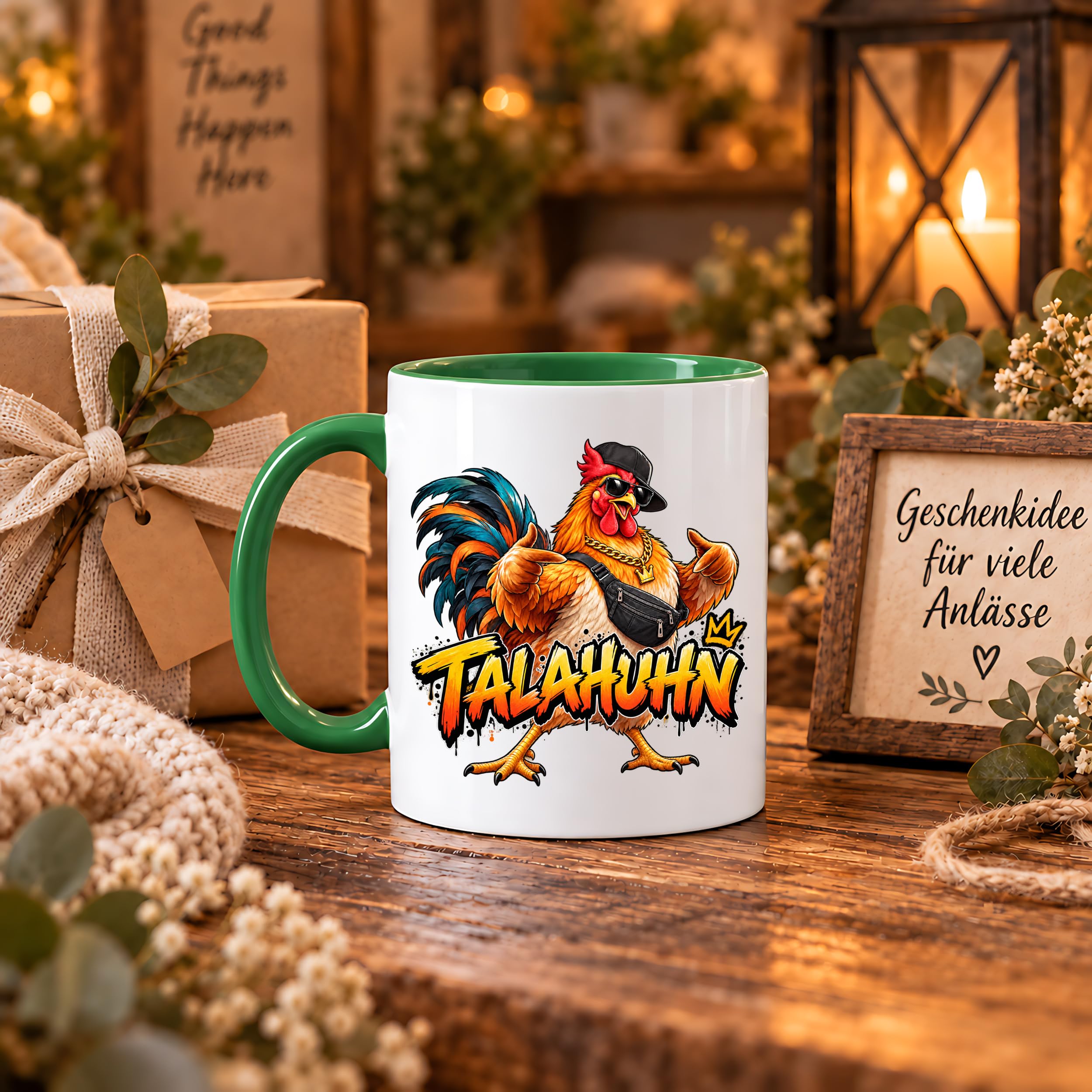 Herzbotschaft Tasse Talahuhn Hahn Lustige Kaffeetasse Tala Huhn Talahon