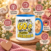 Herzbotschaft Tasse 60. Geburtstag Flottes Bienchen Geschenk für Frau