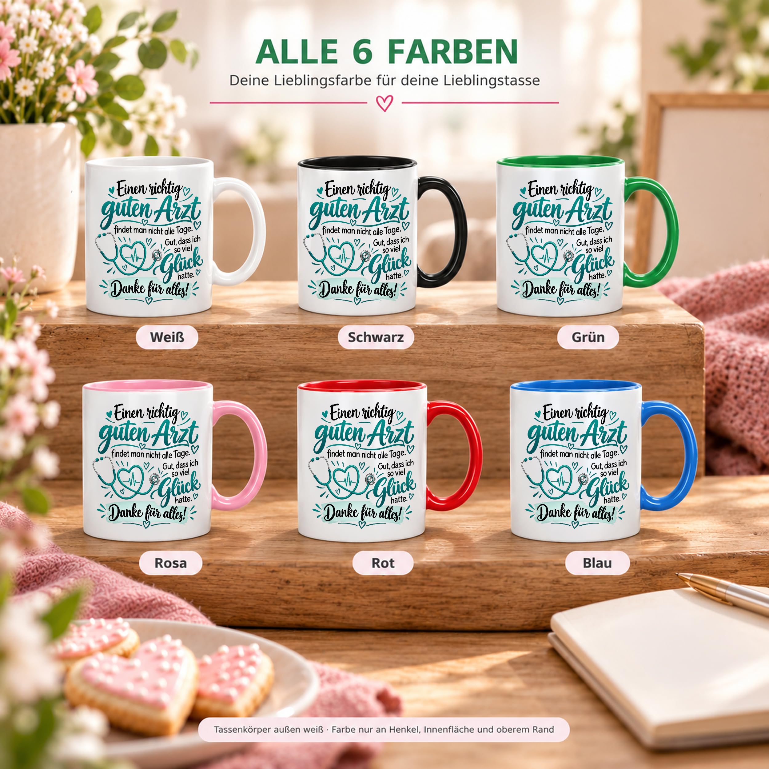 Herzbotschaft Tasse Danke Arzt Geschenk Kaffeetasse für Mediziner Praxis