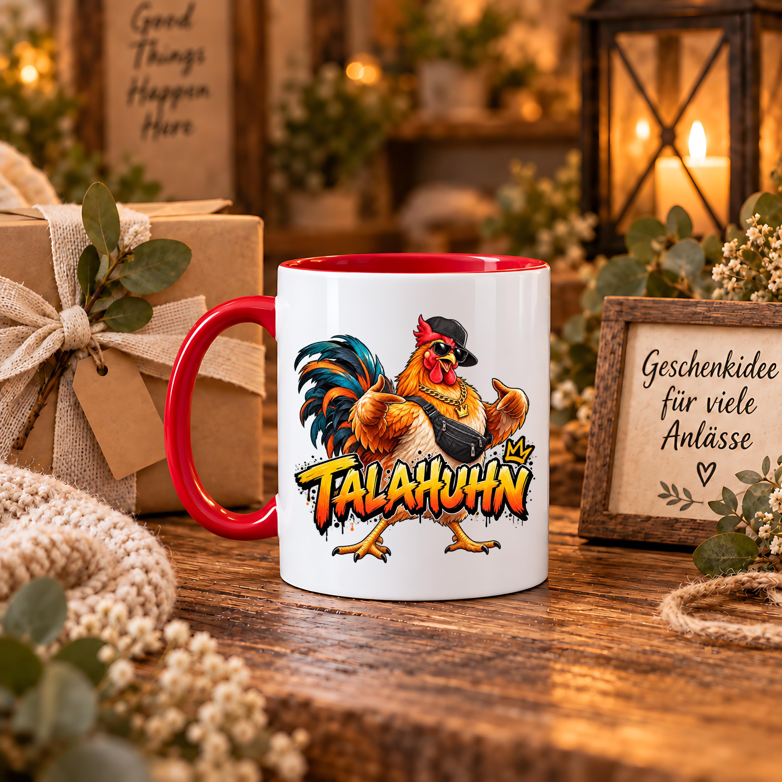 Herzbotschaft Tasse Talahuhn Hahn Lustige Kaffeetasse Tala Huhn Talahon