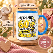 Herzbotschaft Tasse 60. Geburtstag Flottes Bienchen Geschenk für Frau