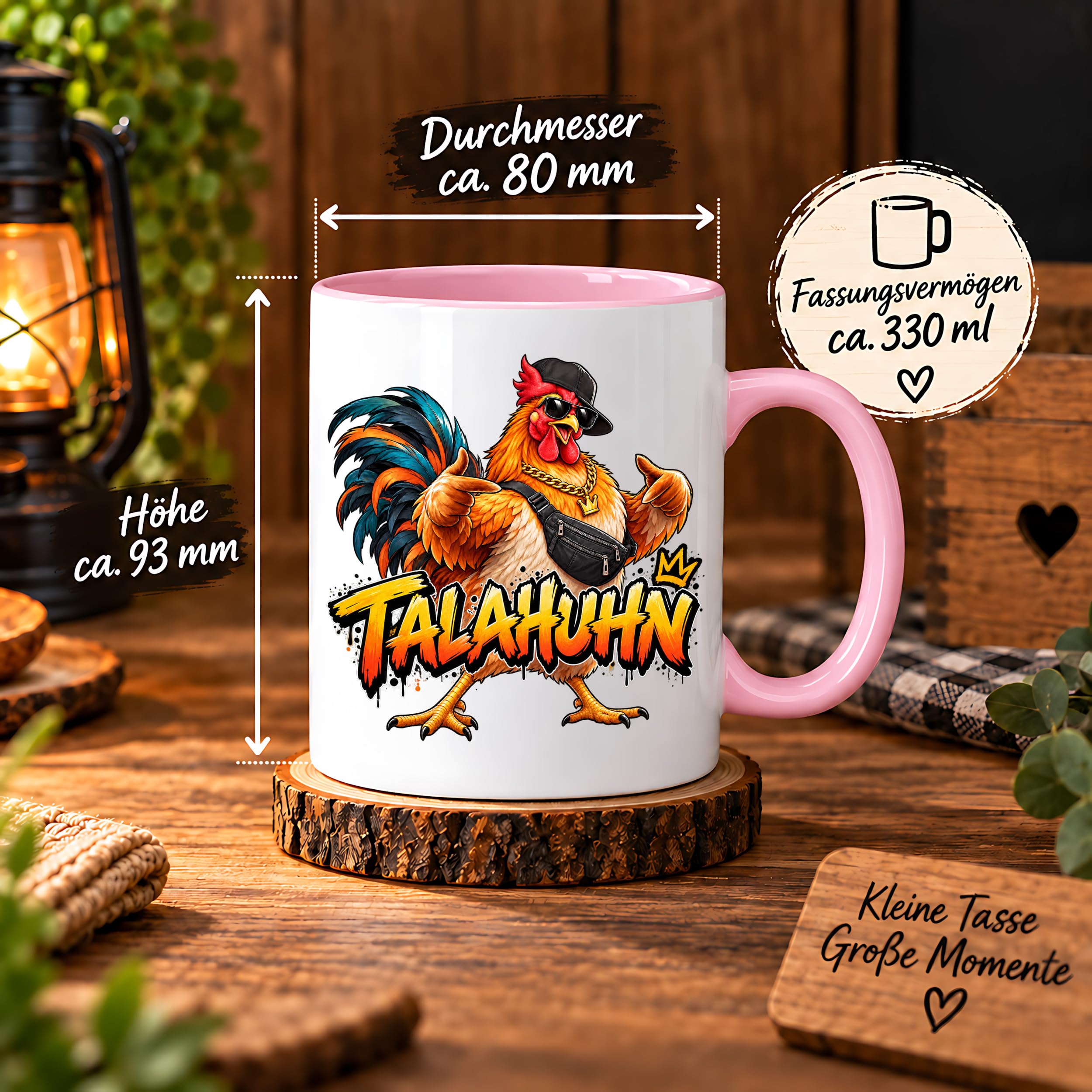 Herzbotschaft Tasse Talahuhn Hahn Lustige Kaffeetasse Tala Huhn Talahon