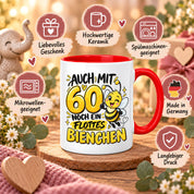 Herzbotschaft Tasse 60. Geburtstag Flottes Bienchen Geschenk für Frau