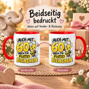 Herzbotschaft Tasse 60. Geburtstag Flottes Bienchen Geschenk für Frau