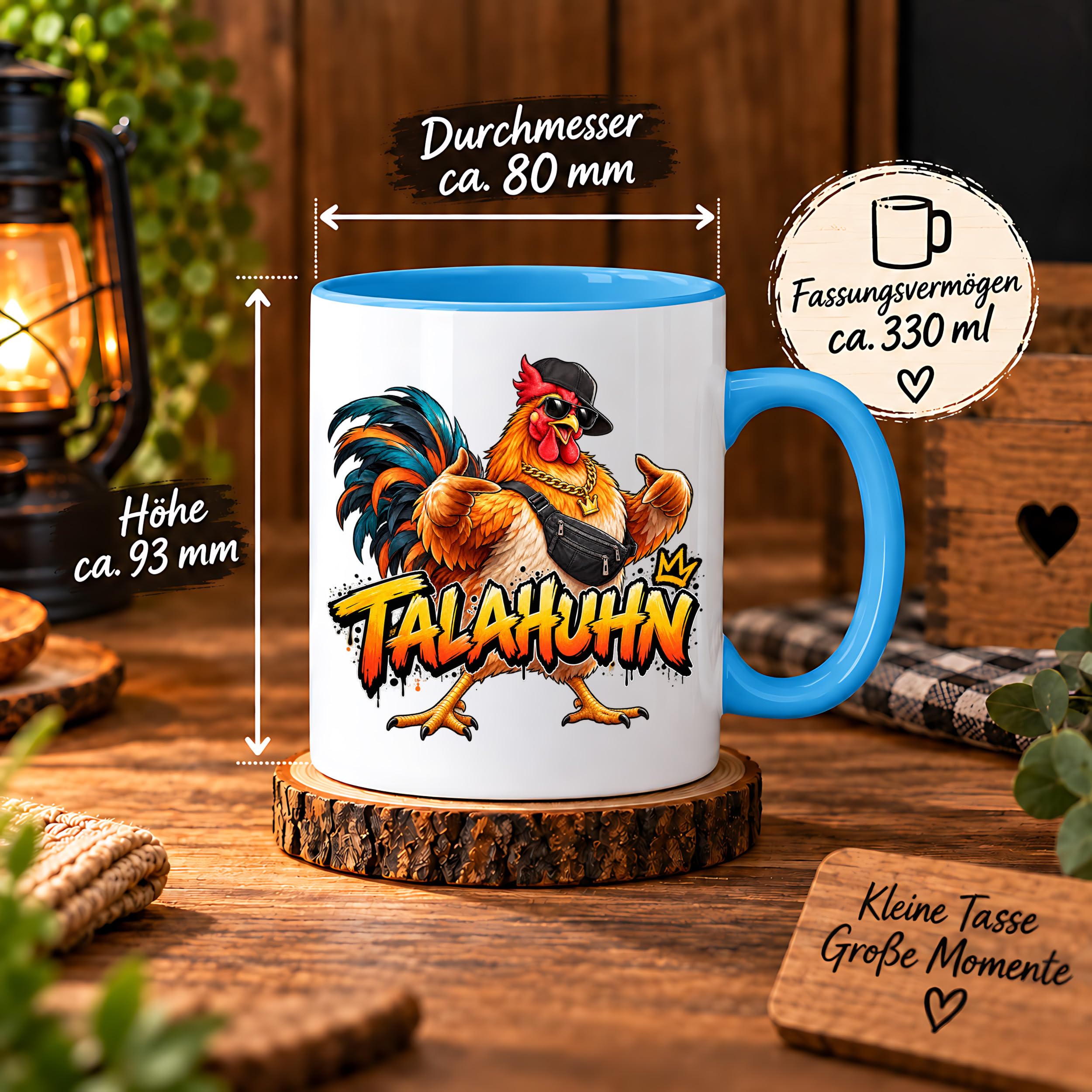 Herzbotschaft Tasse Talahuhn Hahn Lustige Kaffeetasse Tala Huhn Talahon