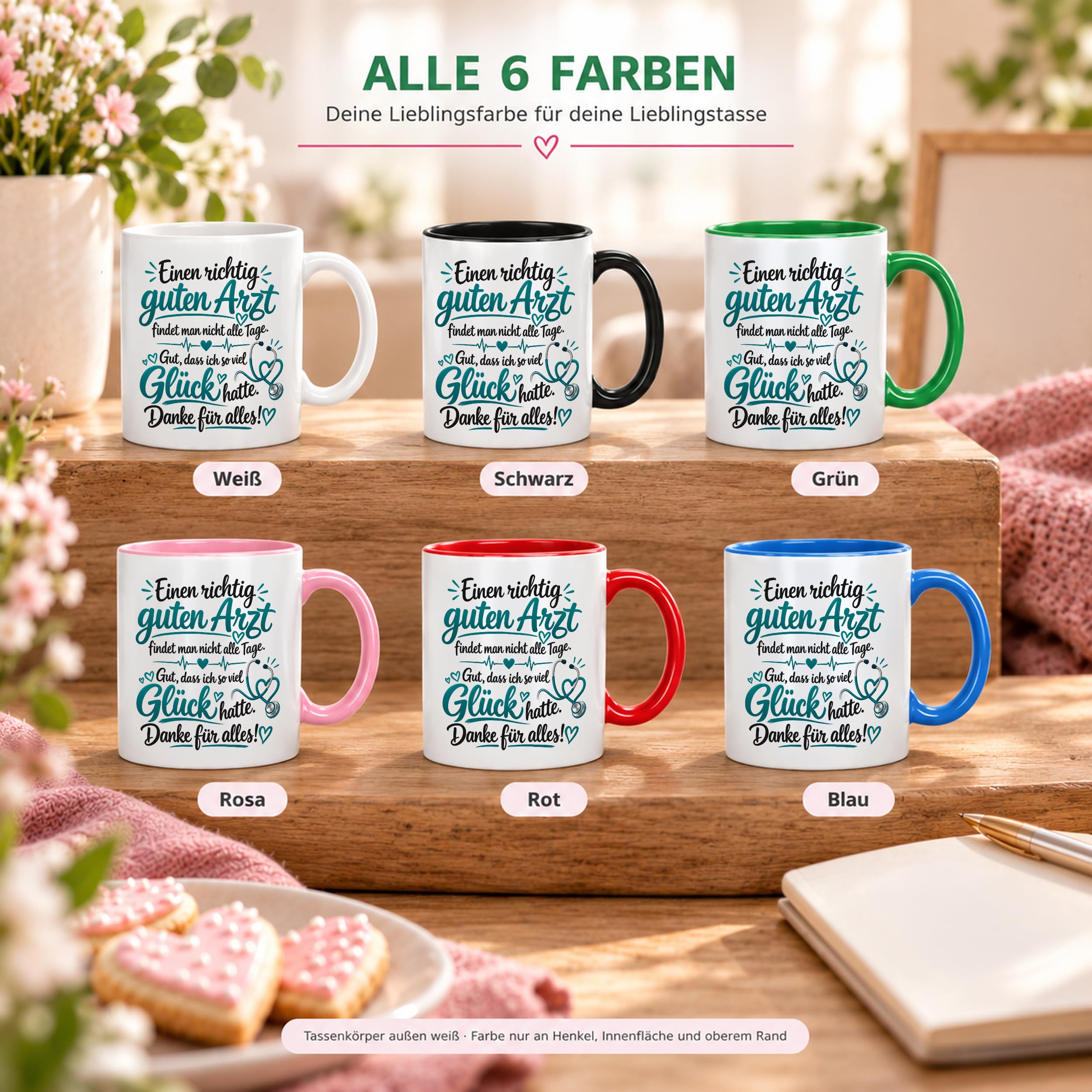 Herzbotschaft Tasse Kaffeetasse für Ärzte - Danke Geschenk für guten Arzt