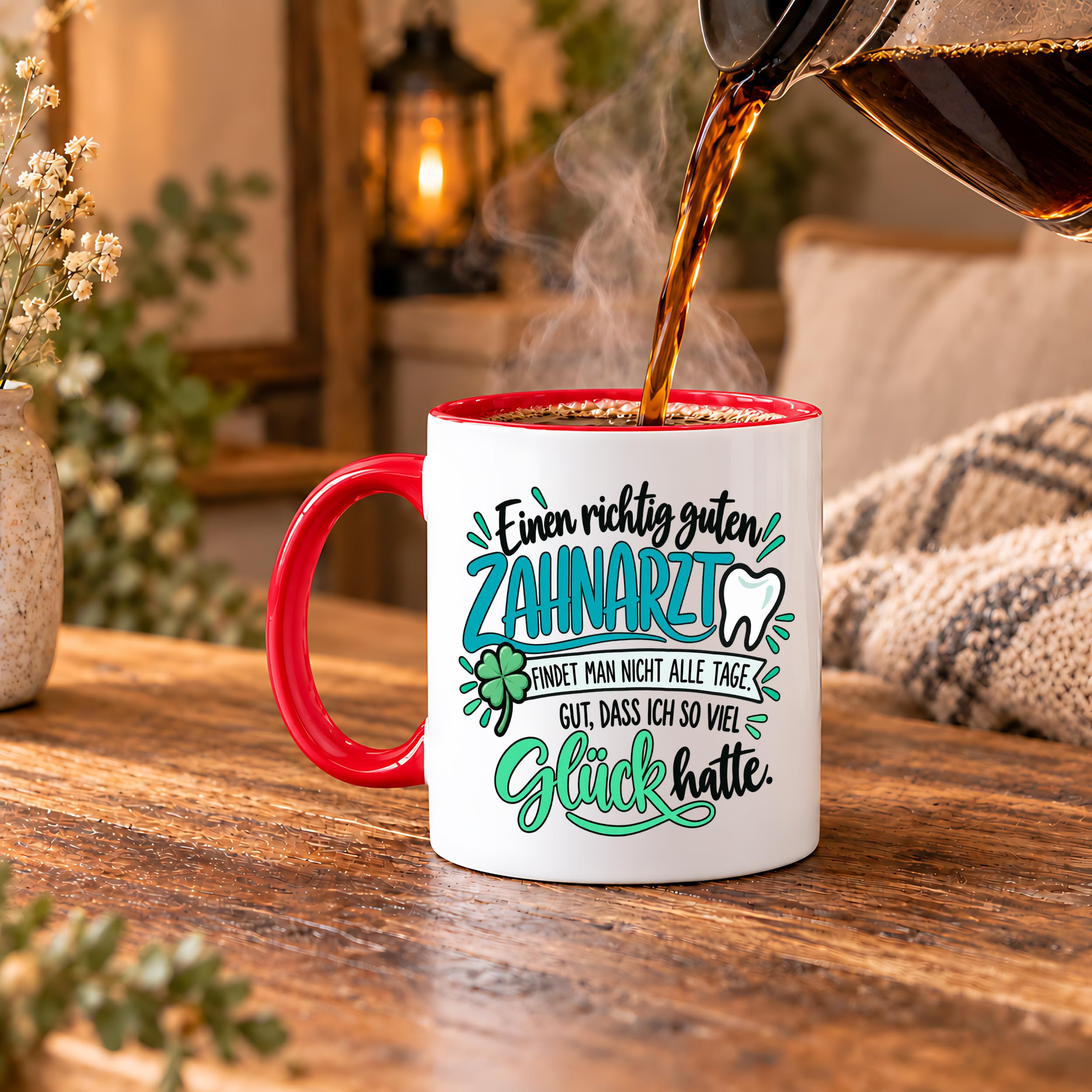 Herzbotschaft Zahnarzt Tasse - Danke Geschenk Kaffeetasse Zahnarztpraxis