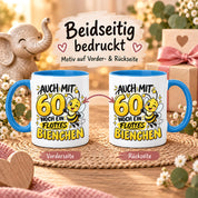 Herzbotschaft Tasse 60. Geburtstag Flottes Bienchen Geschenk für Frau