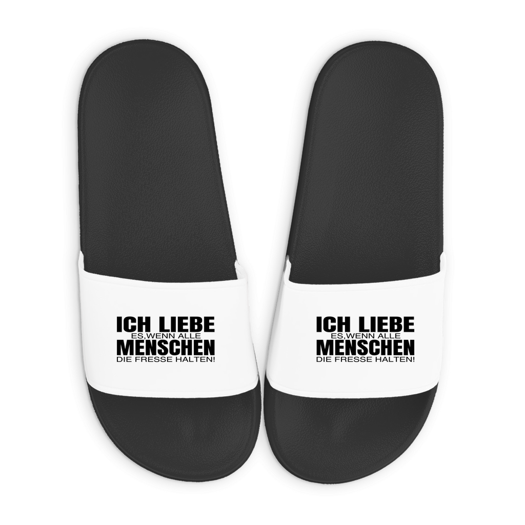 Badelatschen mit Motiv | Ich liebe es, wenn alle Menschen die Fresse halten! | lustige Badesandalen in vielen Größen und Farben
