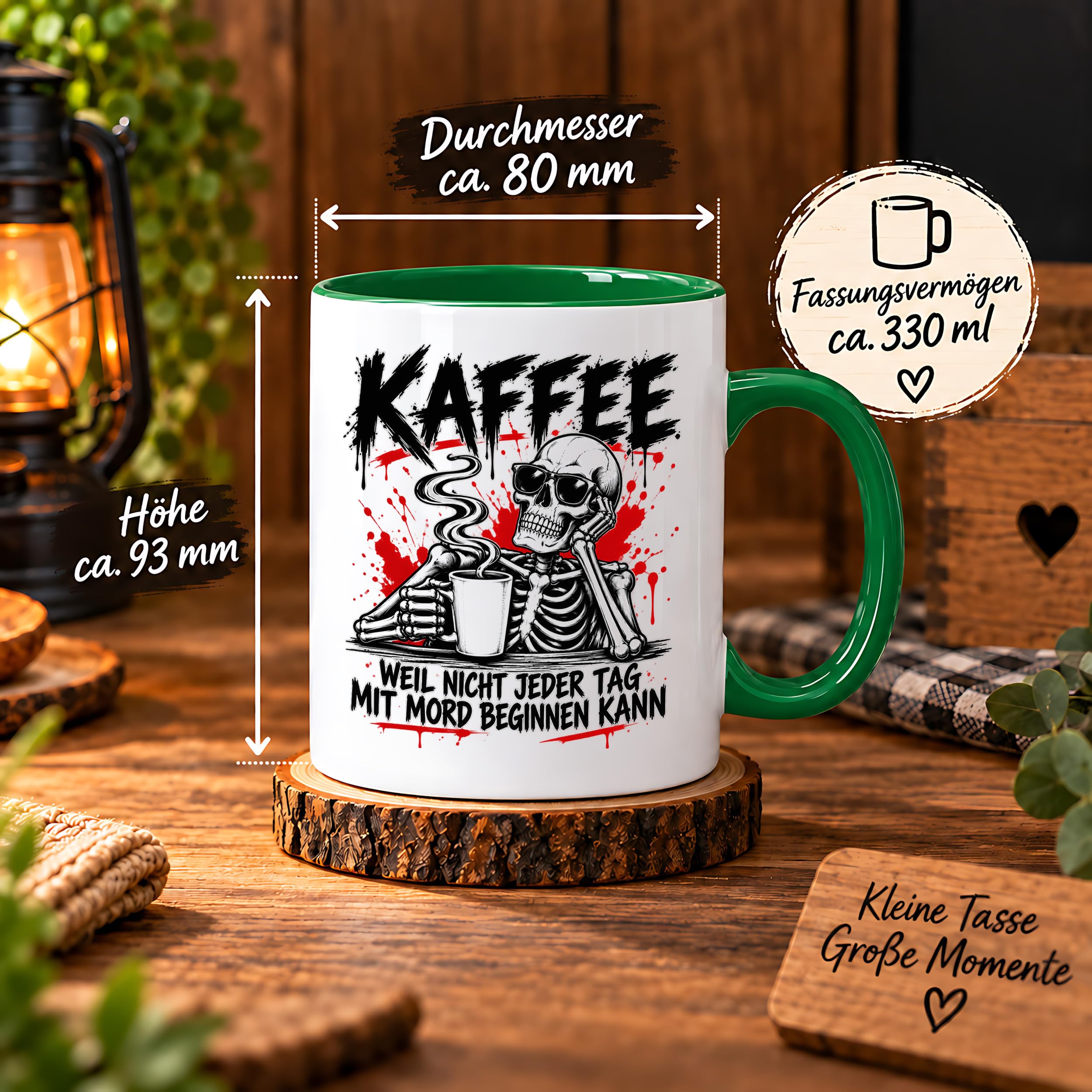 Herzbotschaft Tasse Weil nicht jeder Tag mit Mord beginnen kann Kaffeetasse