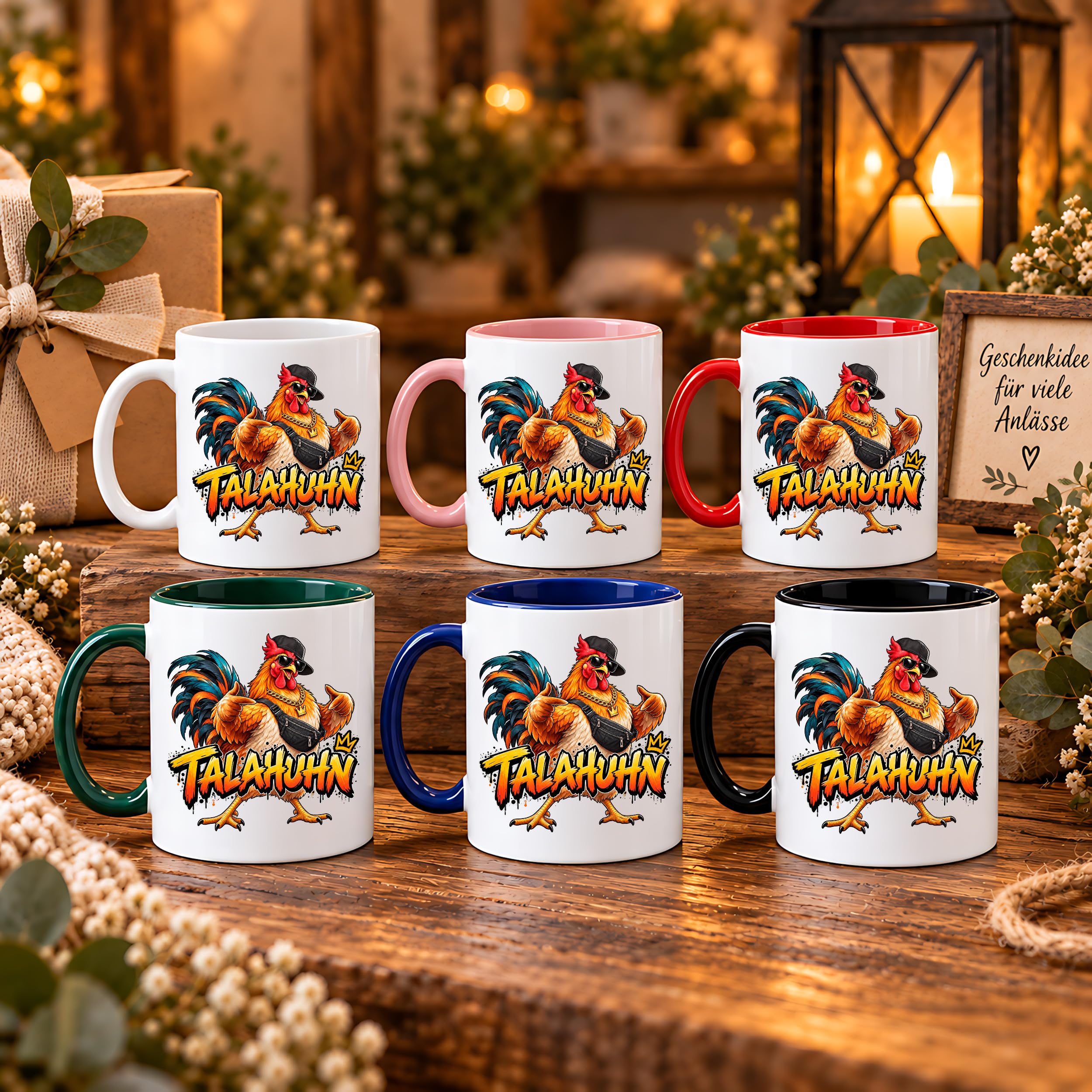 Herzbotschaft Tasse Talahuhn Hahn Lustige Kaffeetasse Tala Huhn Talahon