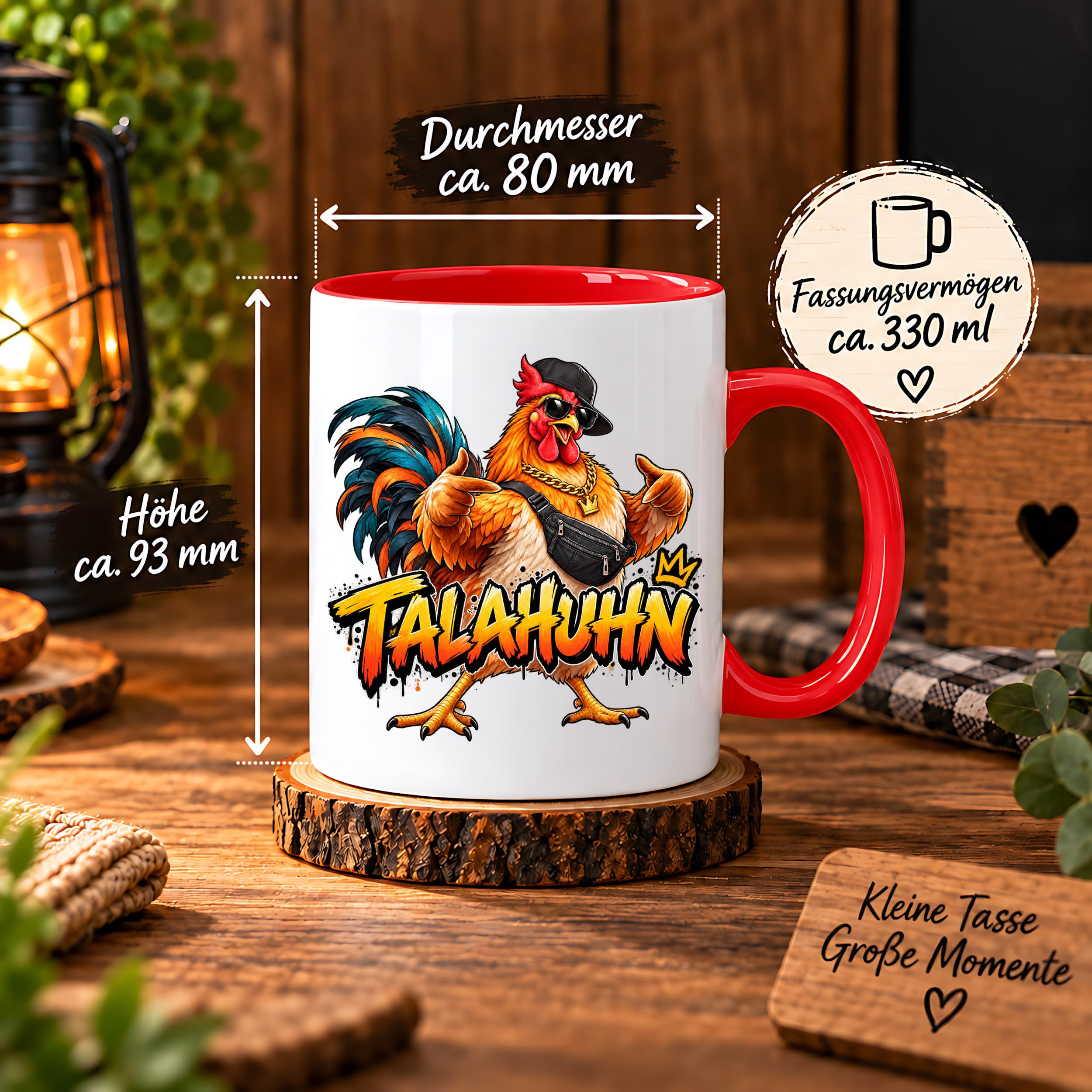 Herzbotschaft Tasse Talahuhn Hahn Lustige Kaffeetasse Tala Huhn Talahon