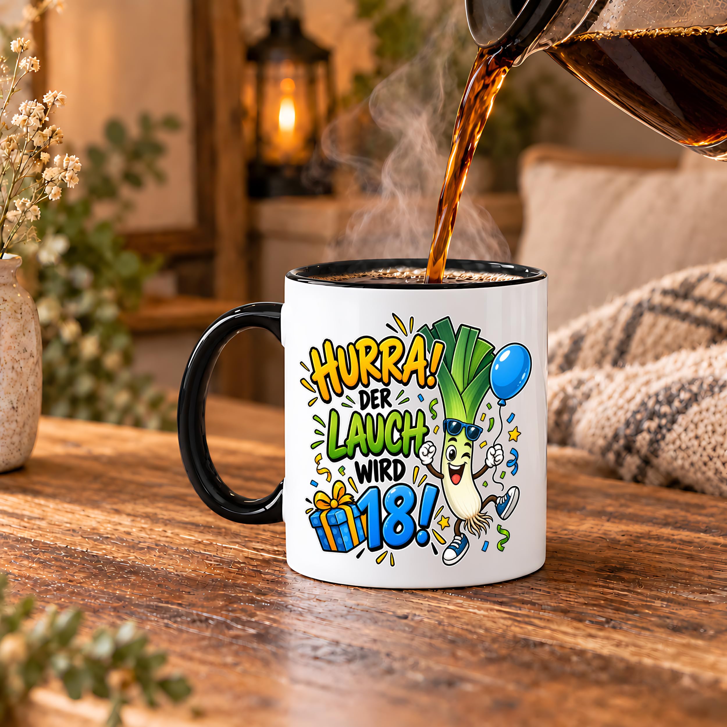 Herzbotschaft 18. Geburtstag Tasse Geburtstagsgeschenk für jungen Mann