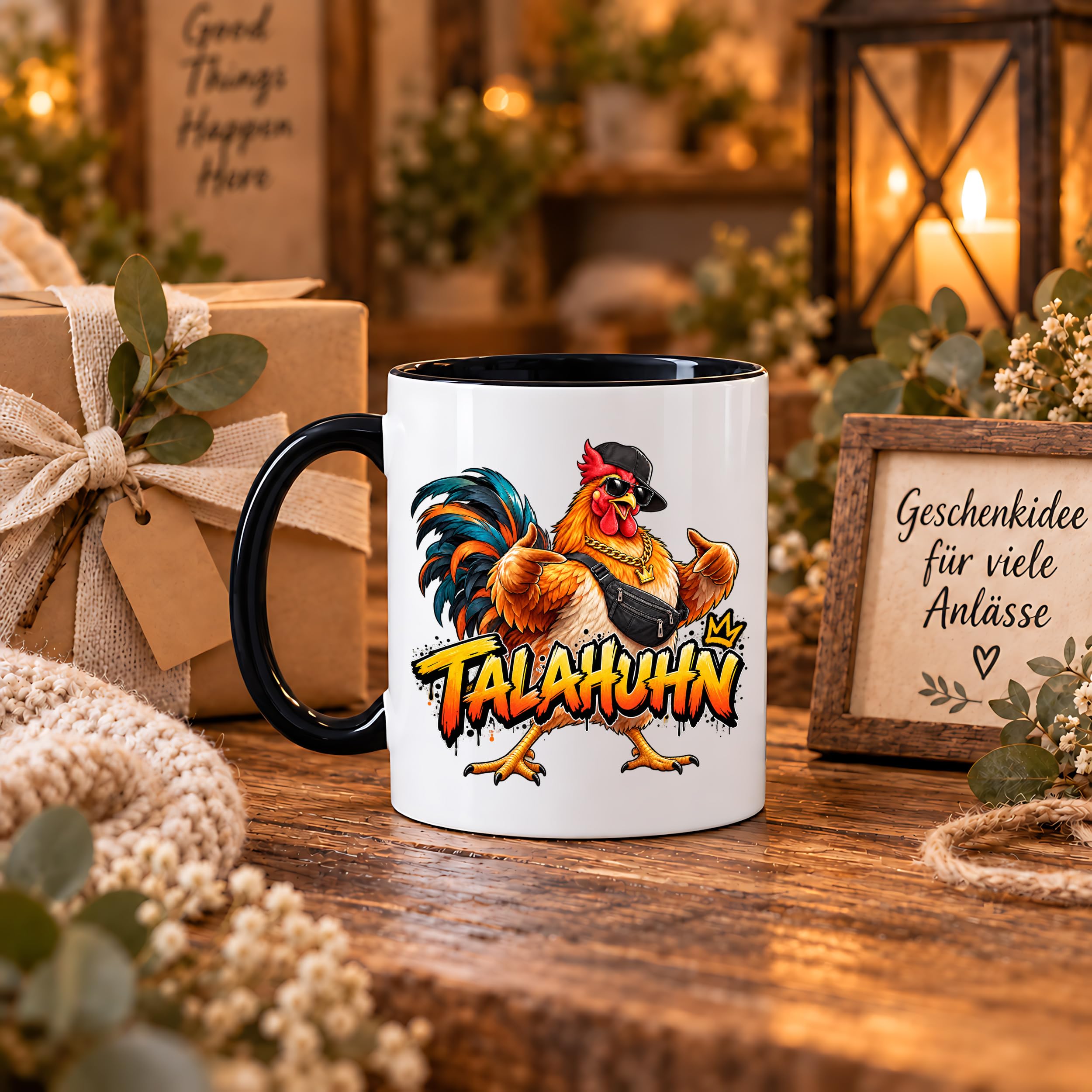 Herzbotschaft Tasse Talahuhn Hahn Lustige Kaffeetasse Tala Huhn Talahon