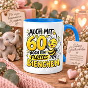 Herzbotschaft Tasse 60. Geburtstag Flottes Bienchen Geschenk für Frau
