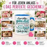 Herzbotschaft Tasse Danke Arzt Geschenk Kaffeetasse für Mediziner Praxis