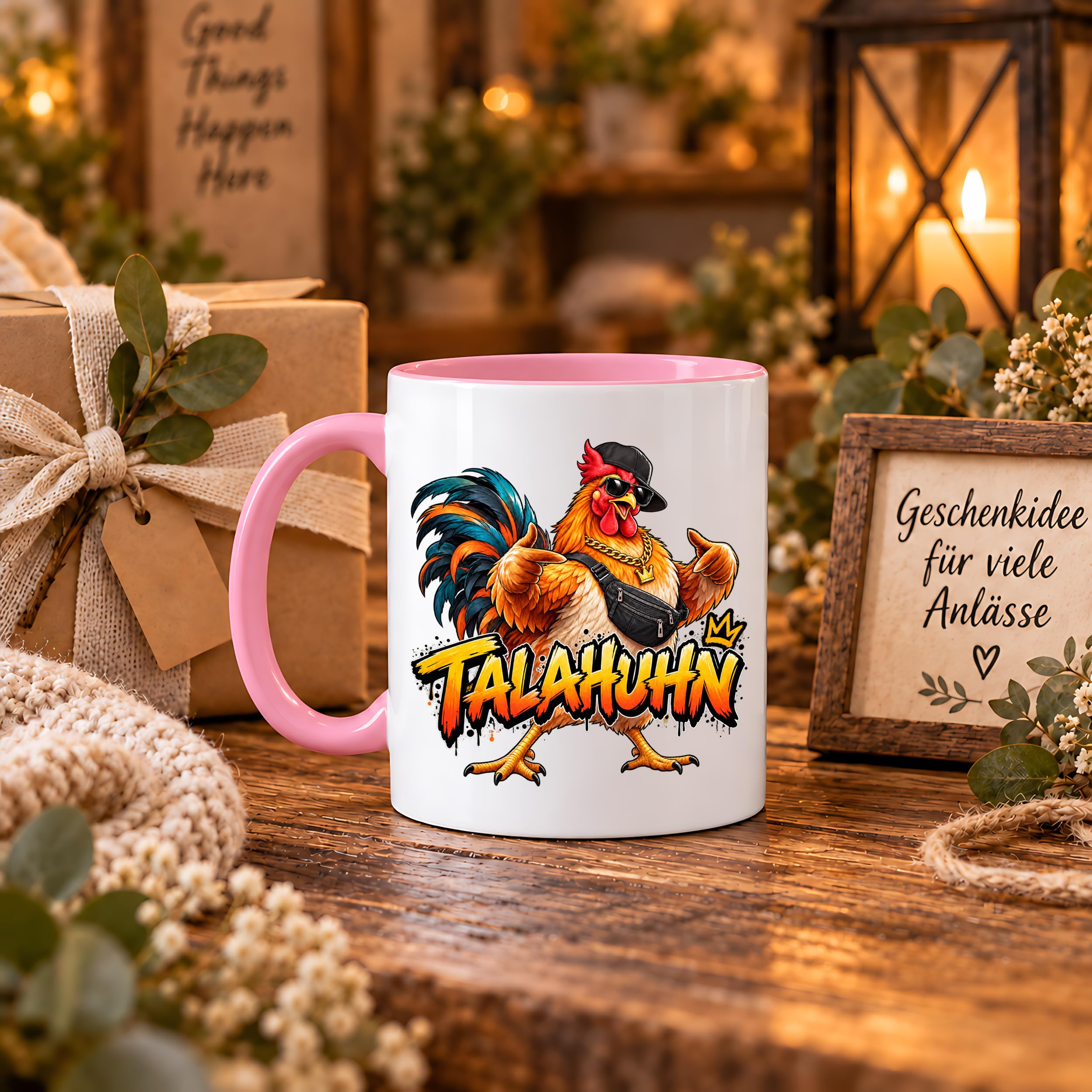 Herzbotschaft Tasse Talahuhn Hahn Lustige Kaffeetasse Tala Huhn Talahon