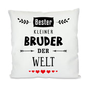 Kissen mit Motiv - Beste(r) der Welt - Kleiner-Bruder - Dekokissen mit Füllung | 40x40cm