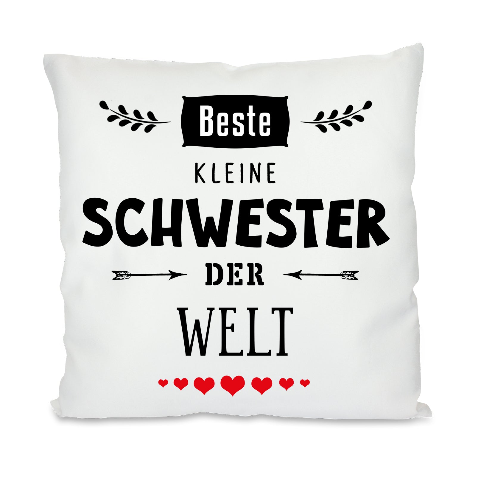 Kissen mit Motiv - Beste(r) der Welt - Kleine-Schwester - Dekokissen mit Füllung | 40x40cm