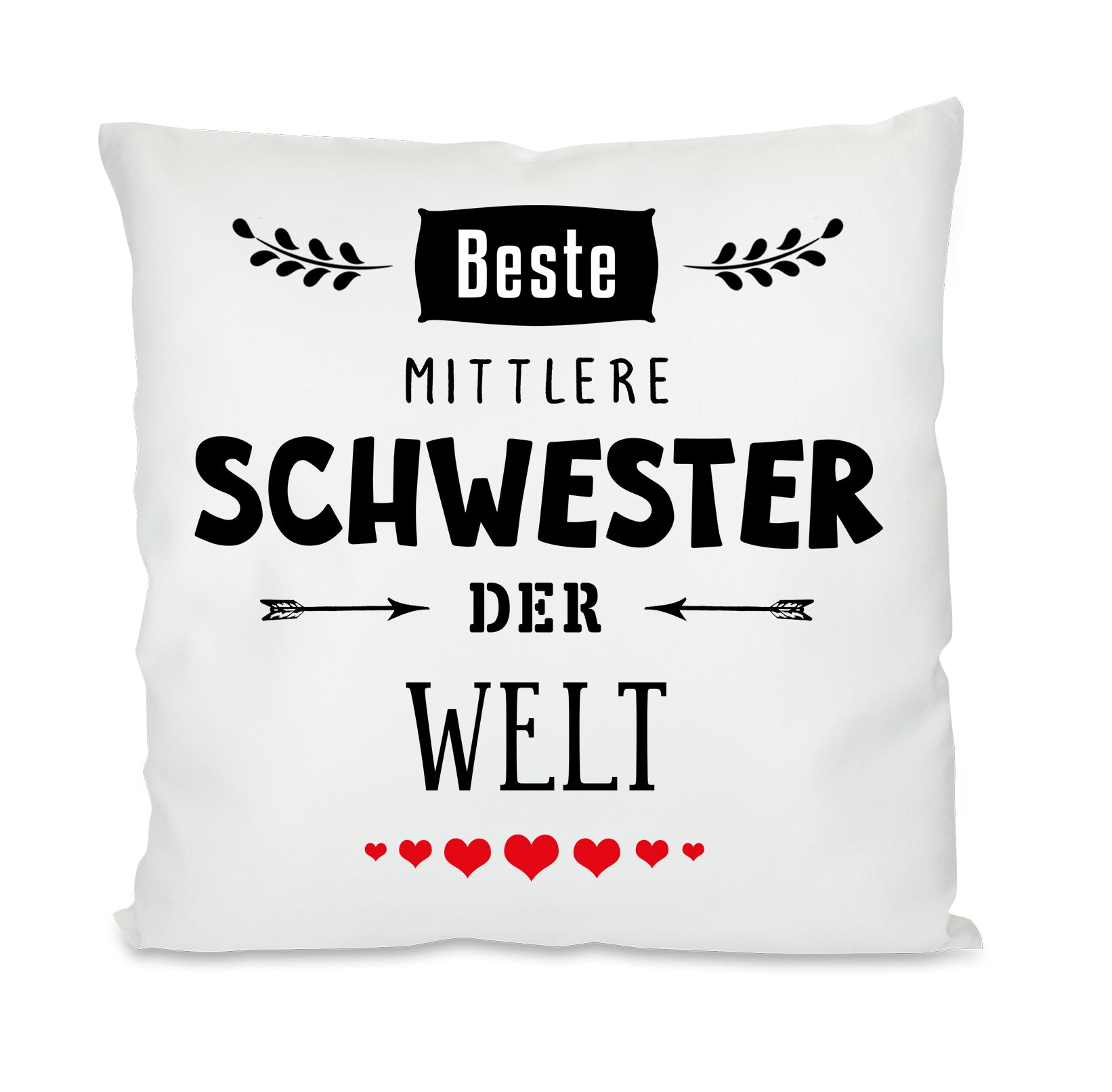 Kissen mit Motiv - Beste(r) der Welt - Mittlere-Schwester - Dekokissen mit Füllung | 40x40cm