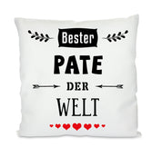 Kissen mit Motiv - Bester Pate der Welt - Dekokissen mit Füllung | 40x40cm