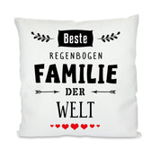 Kissen mit Motiv - Beste(r) der Welt - Regenbogen-Familie - Dekokissen mit Füllung | 40x40cm