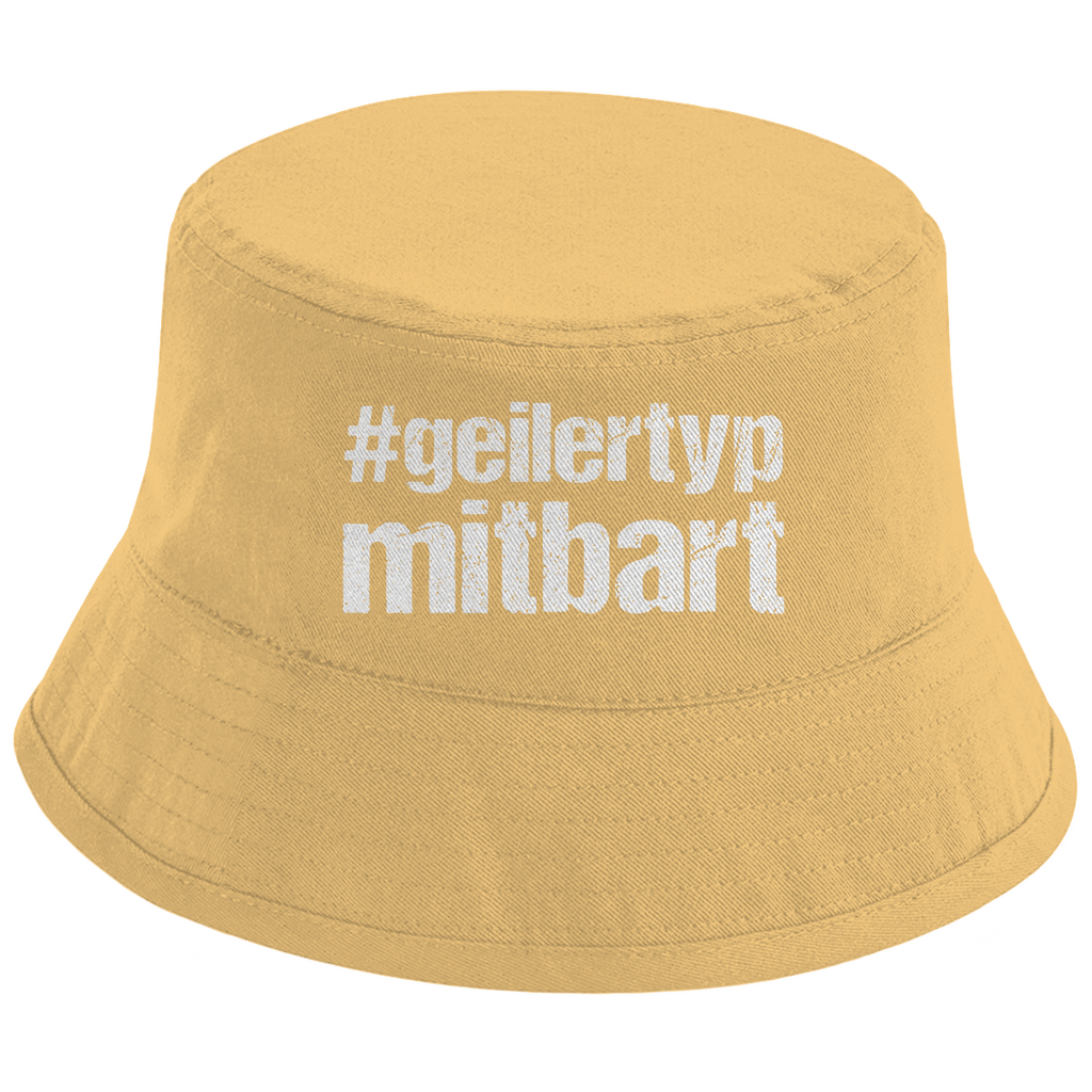 Bucket Hat mit Motiv | #geilertypmitbart - geiler Typ mit Bart | Mallorca Hut für Feiern und Partys Sommerhut