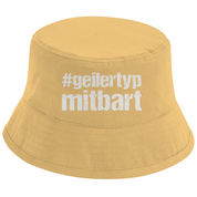 Bucket Hat mit Motiv | #geilertypmitbart - geiler Typ mit Bart | Mallorca Hut für Feiern und Partys Sommerhut