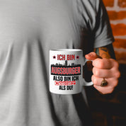 Tasse mit Motiv - Ich bin Augsburger also bin ich cooler als du! | Fußball Keramiktasse für Augsburg Fan | Skyline deiner Stadt